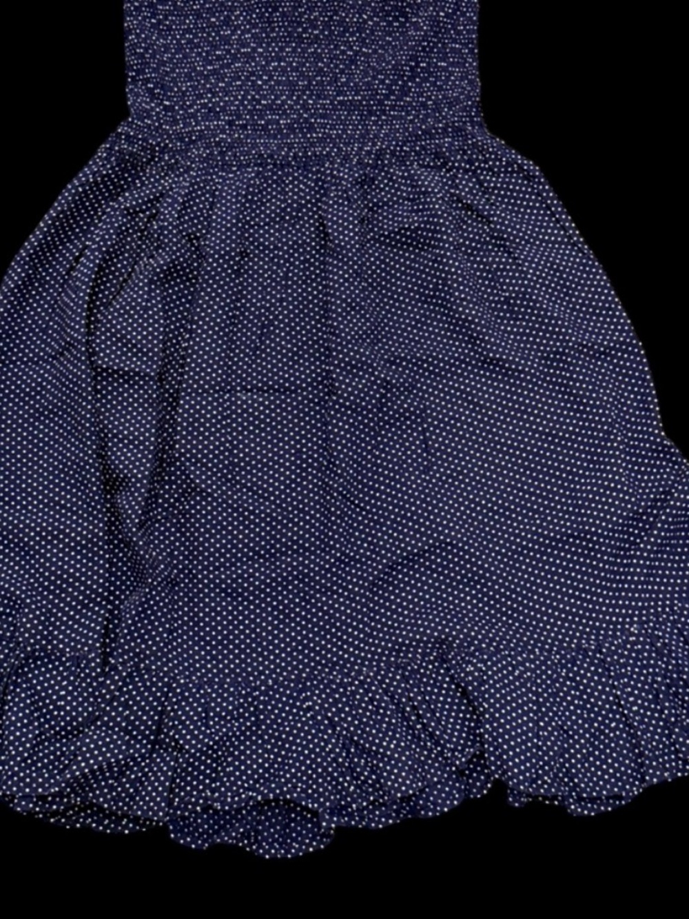 Navy Polka Dot strapless dress